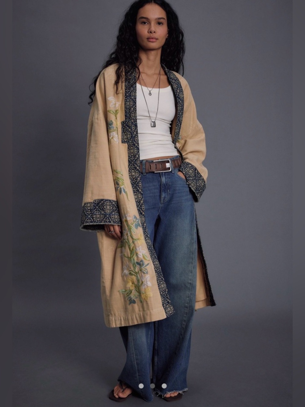 Free People Henlow Embroidered Duster in Yellow - Picture 2 of 4